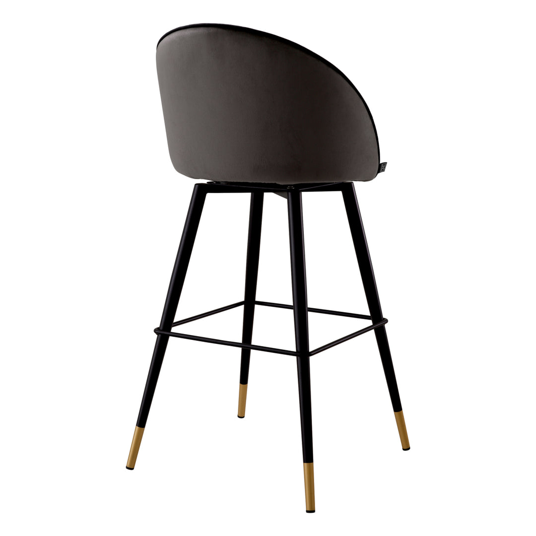 Bar Stool Cooper Set Of 2 Roche Dark Grey Velvet Furniture Eichholtz