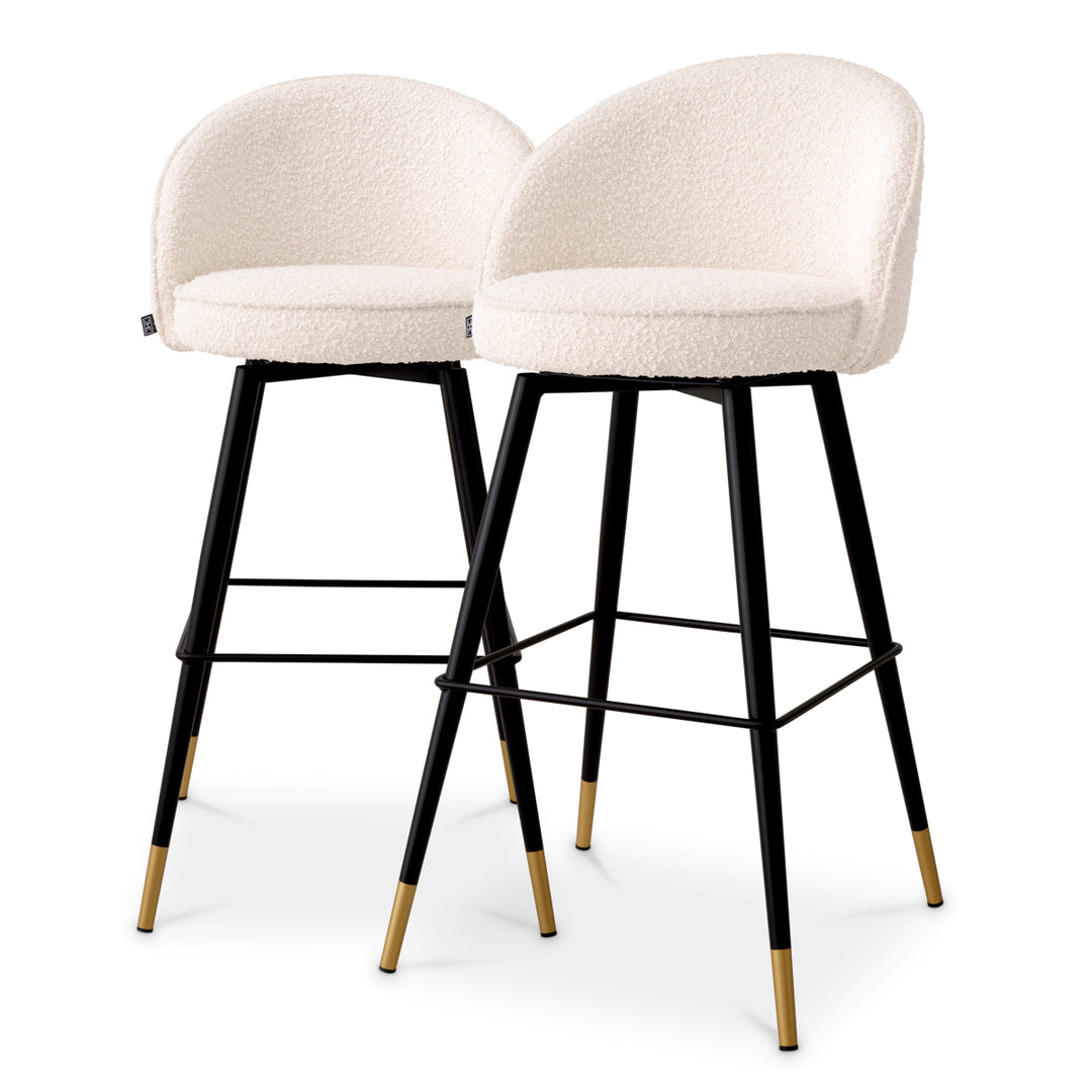 Bar Stool Cooper Set Of 2 Boucl&Eacute; Cream Furniture Eichholtz