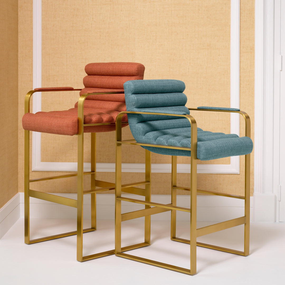 Bar Stool Olsen Brushed Brass Finish Scalea Orange Furniture Eichholtz