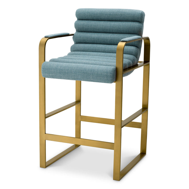 Counter Stool Olsen Brushed Brass Finish Scalea Blue Furniture Eichholtz