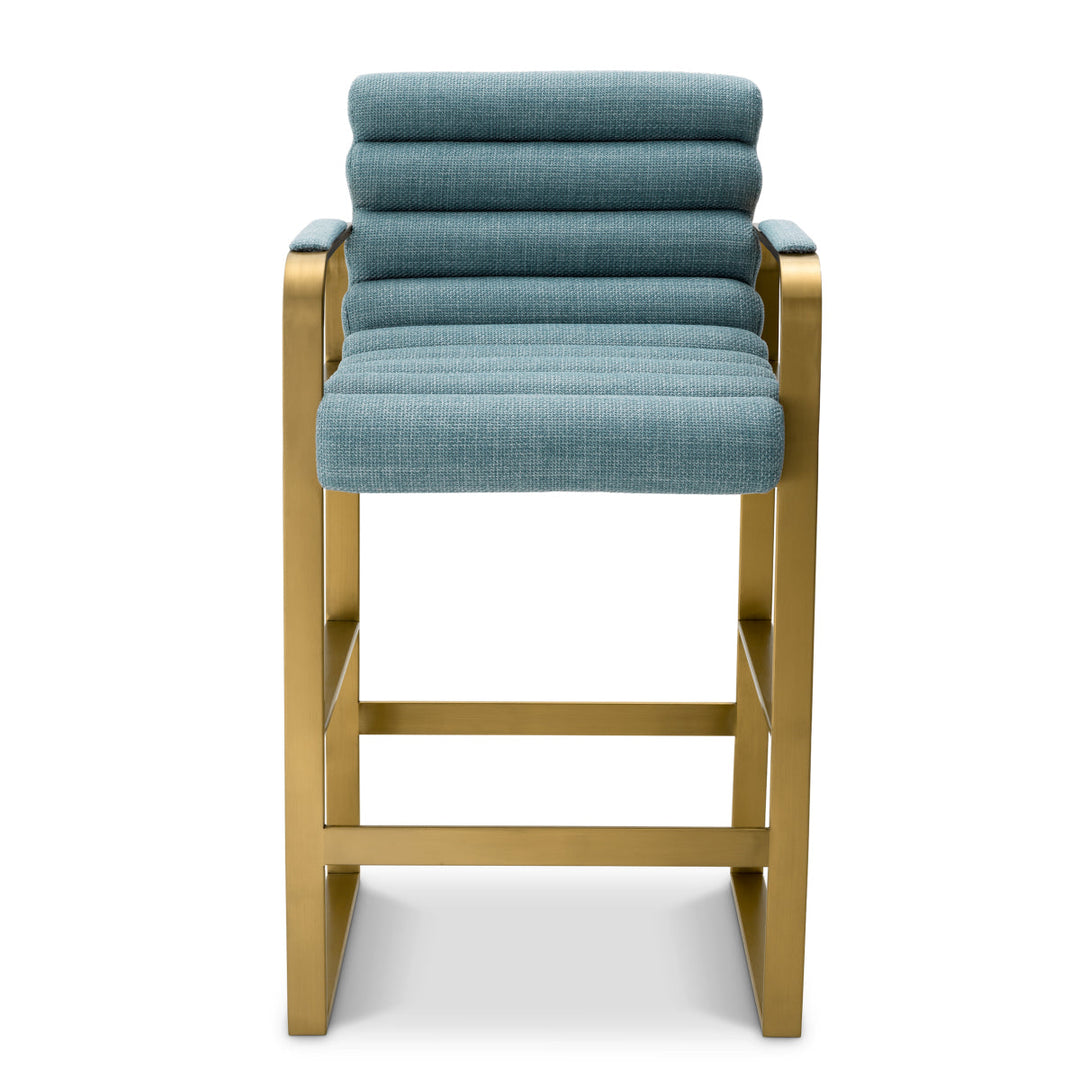 Counter Stool Olsen Brushed Brass Finish Scalea Blue Furniture Eichholtz