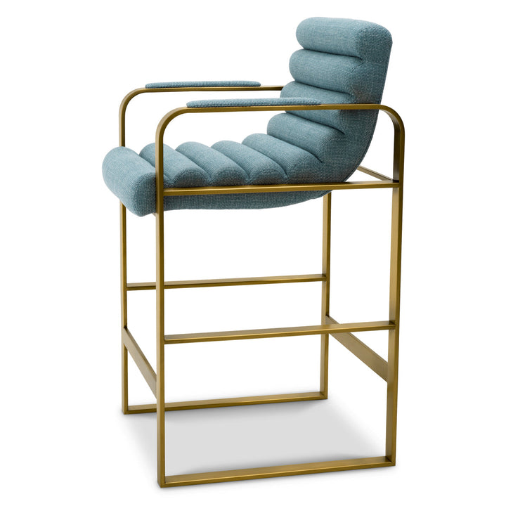 Counter Stool Olsen Brushed Brass Finish Scalea Blue Furniture Eichholtz