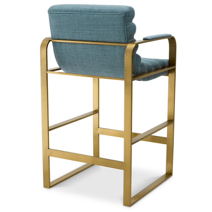 Counter Stool Olsen Brushed Brass Finish Scalea Blue Furniture Eichholtz