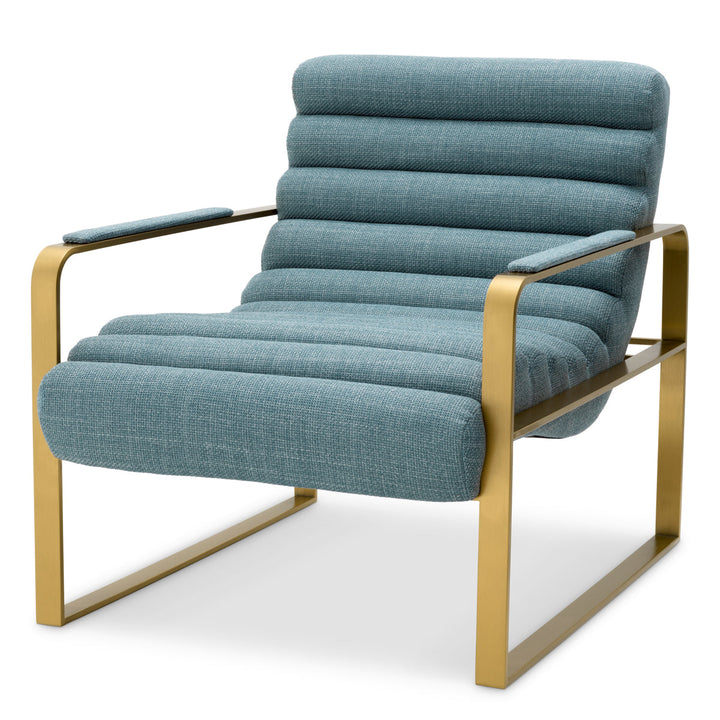 Chair Olsen Brushed Brass Finish Scalea Blue Furniture Eichholtz