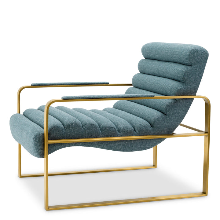 Chair Olsen Brushed Brass Finish Scalea Blue Furniture Eichholtz