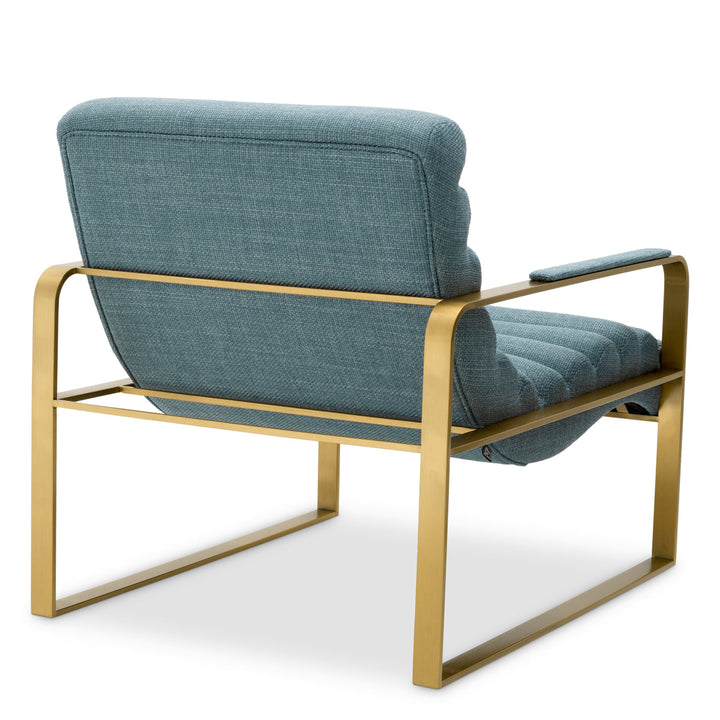 Chair Olsen Brushed Brass Finish Scalea Blue Furniture Eichholtz
