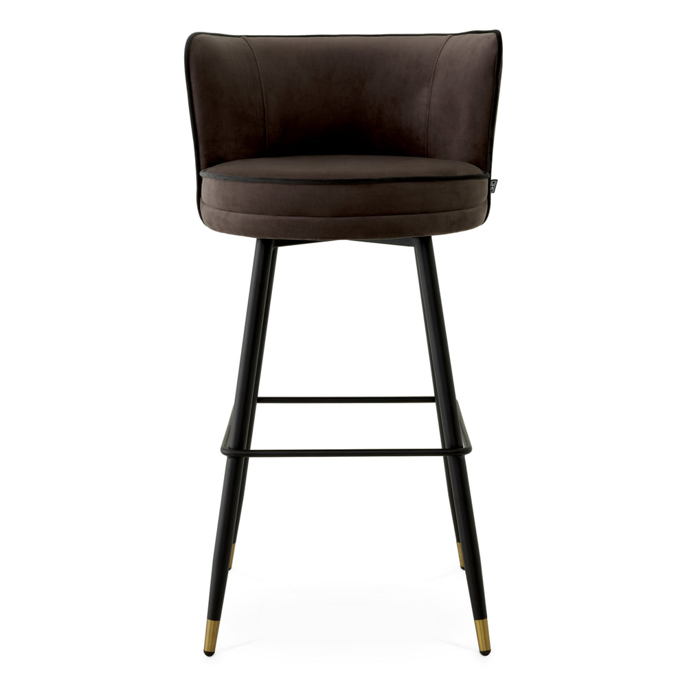 Bar Stool Grenada Savona Grey Velvet Furniture Eichholtz