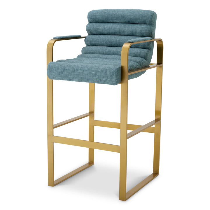 Bar Stool Olsen Brushed Brass Finish Scalea Blue Furniture Eichholtz