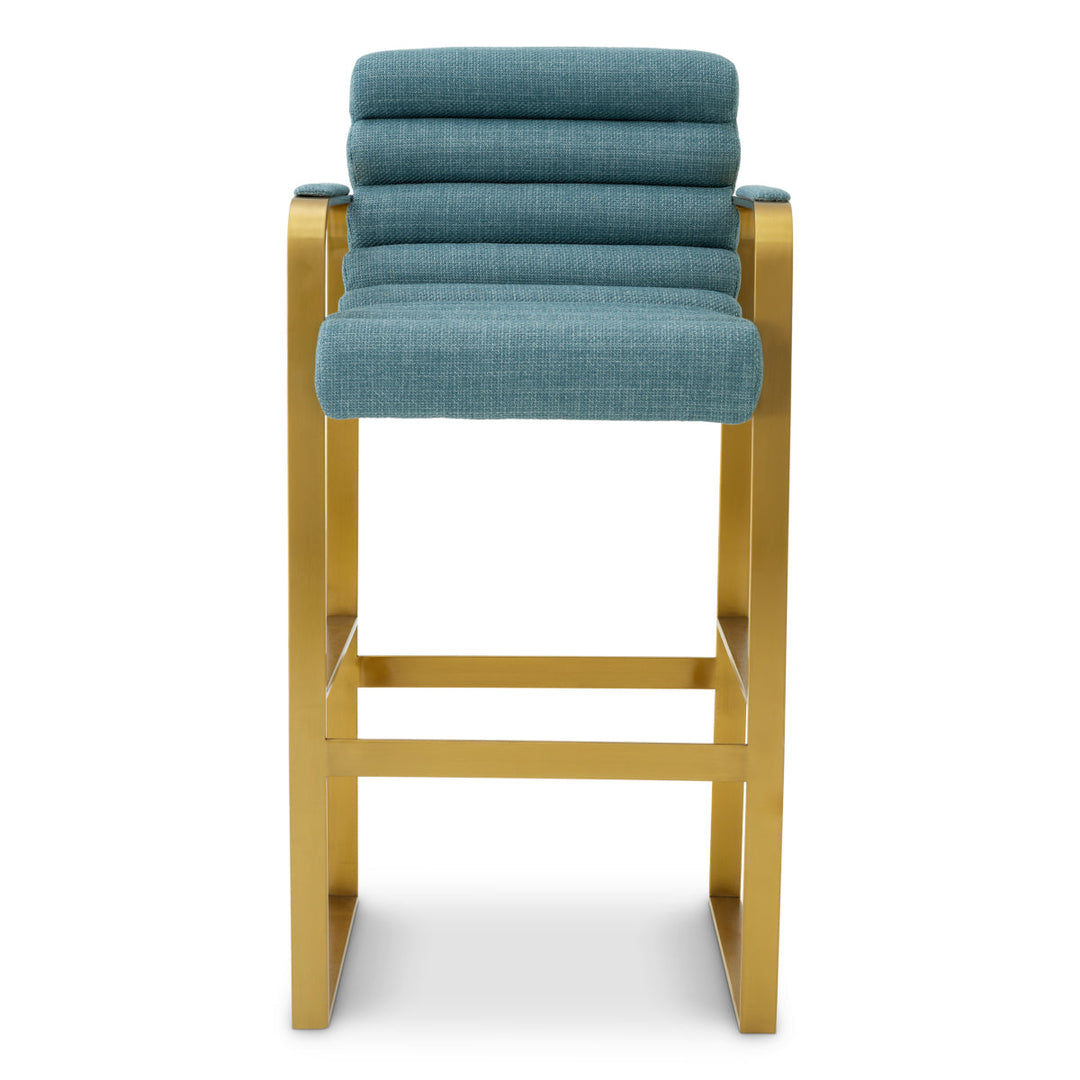 Bar Stool Olsen Brushed Brass Finish Scalea Blue Furniture Eichholtz