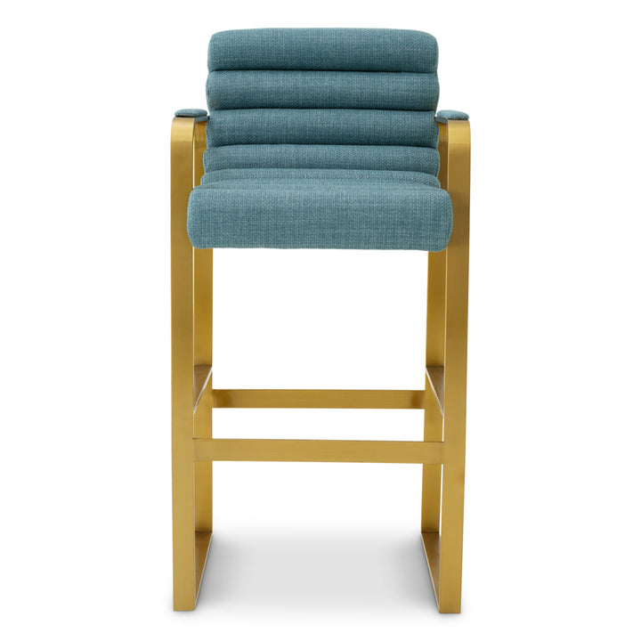 Bar Stool Olsen Brushed Brass Finish Scalea Blue Furniture Eichholtz