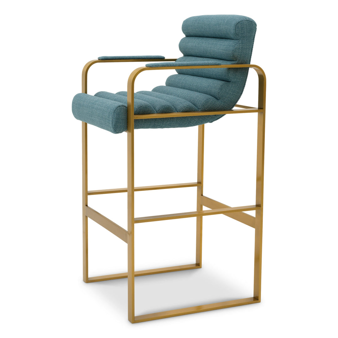 Bar Stool Olsen Brushed Brass Finish Scalea Blue Furniture Eichholtz