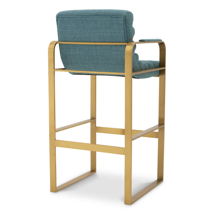 Bar Stool Olsen Brushed Brass Finish Scalea Blue Furniture Eichholtz