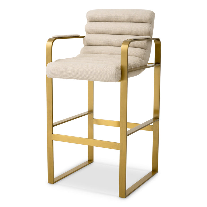 Bar Stool Olsen Brushed Brass Finish Scalea Sand Furniture Eichholtz