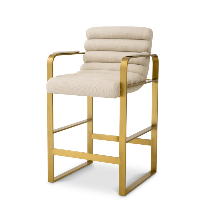 Counter Stool Olsen Brushed Brass Finish Scalea Sand Furniture Eichholtz
