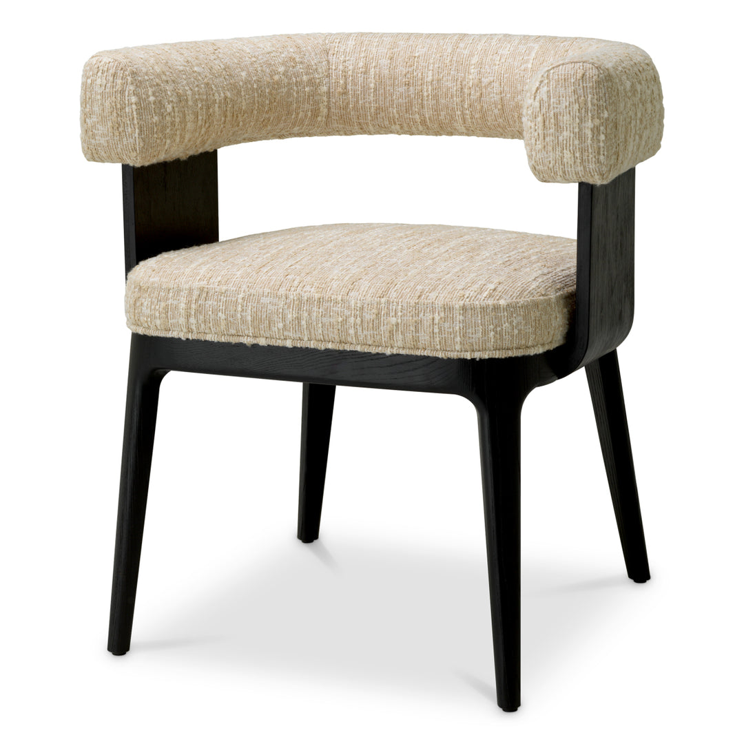 Dining Chair Dubois Black Oak Veneer Boucl&Eacute; Sonata Cream - Image 1