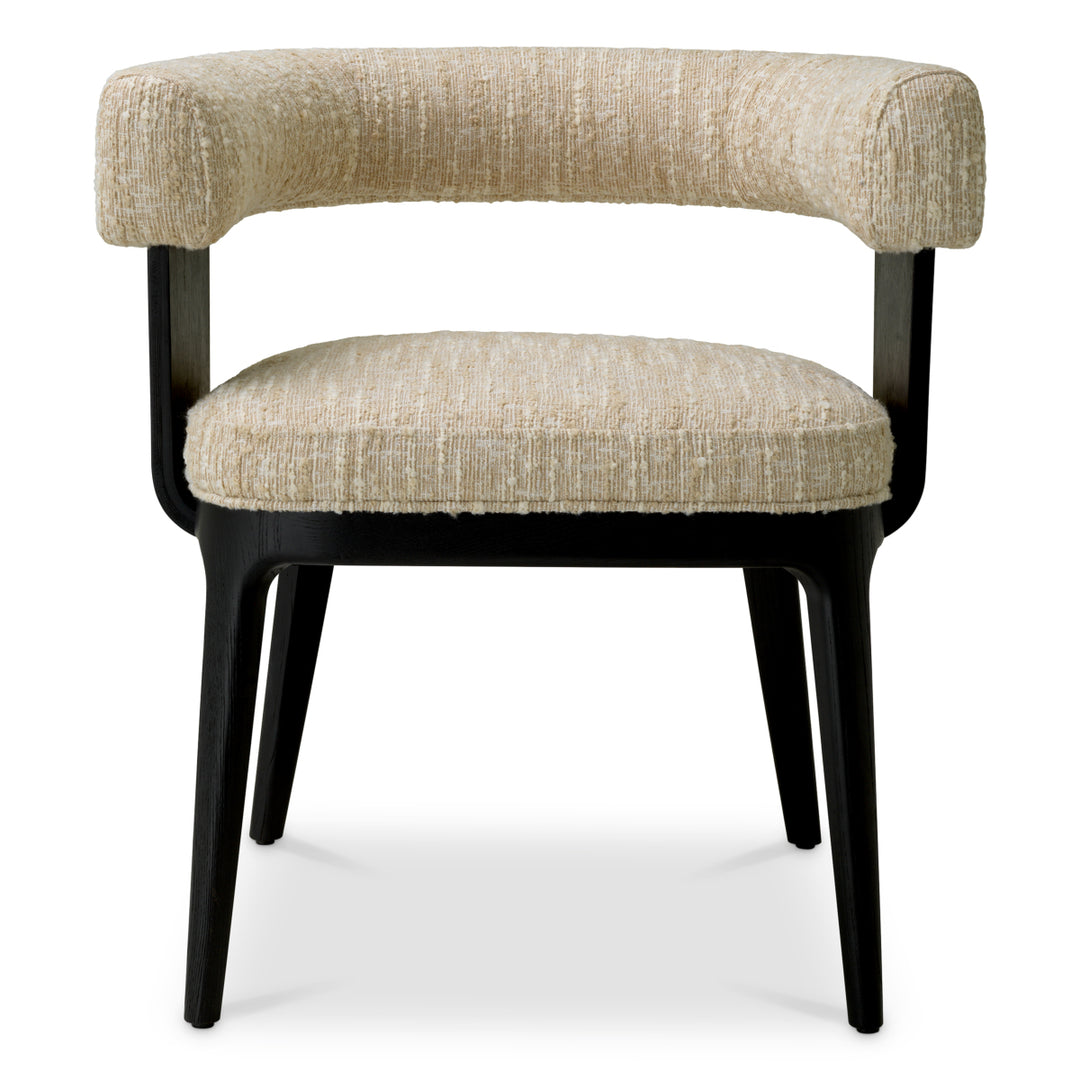 Dining Chair Dubois Black Oak Veneer Boucl&Eacute; Sonata Cream - Image 3