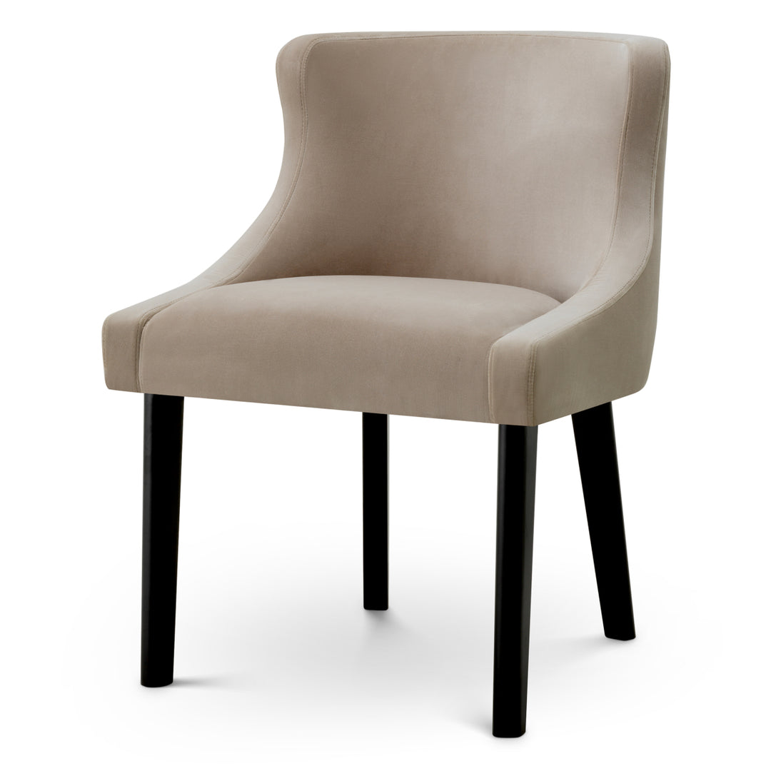 Dining Chair Chavelle Black Finish Torrin Natural Velvet - Image 1