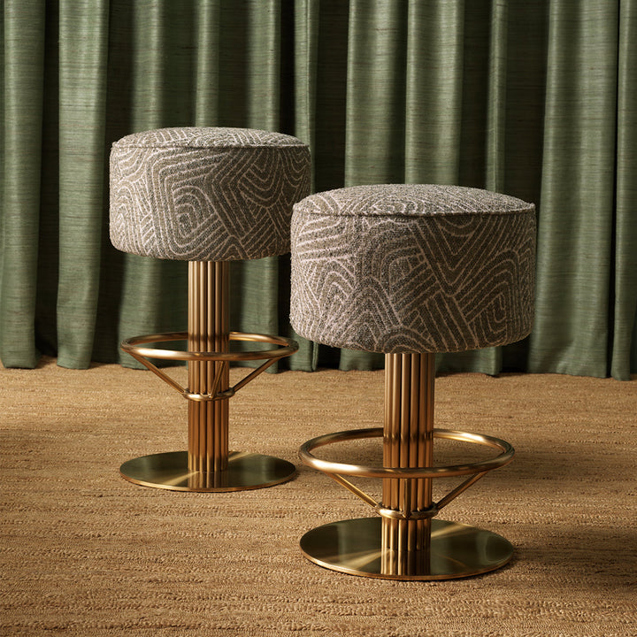 Bar Stool Carleton Brushed Brass Finish Camari Green New Collection - January 2026 Eichholtz
