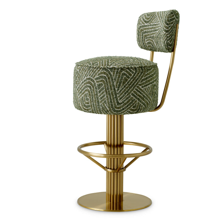 Bar Stool Carleton With Back Brushed Brass Finish Camari Green Swivel Base New Collection - January 2026 Eichholtz