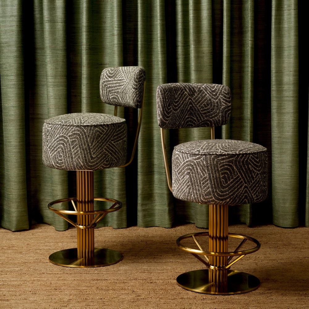 Bar Stool Carleton With Back Brushed Brass Finish Camari Green Swivel Base - Image 2