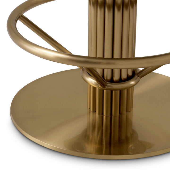 Bar Stool Carleton With Back Brushed Brass Finish Camari Green Swivel Base - Image 8