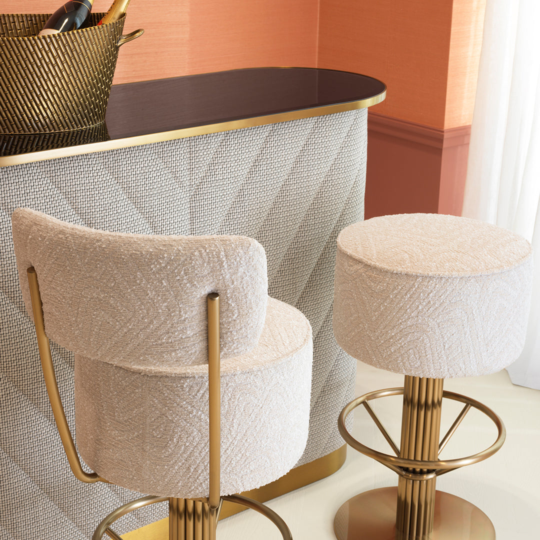 Bar Stool Carleton Brushed Brass Finish Camari Cream - Image 2