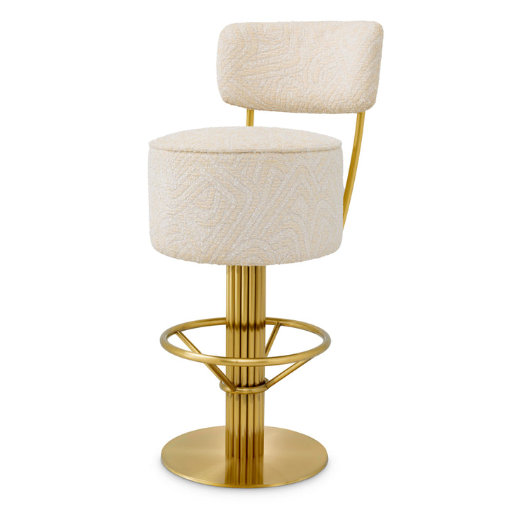 Bar Stool Carleton With Back Brushed Brass Finish Camari Cream - Image 1