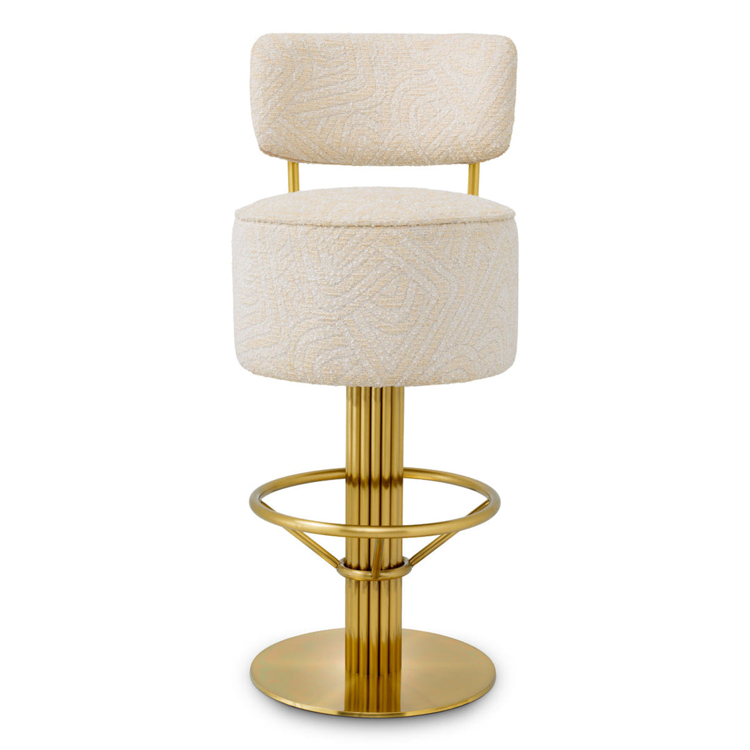 Bar Stool Carleton With Back Brushed Brass Finish Camari Cream New Collection - January 2026 Eichholtz