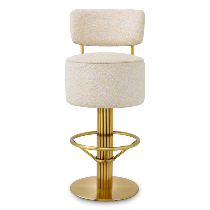 Bar Stool Carleton With Back Brushed Brass Finish Camari Cream New Collection - January 2026 Eichholtz
