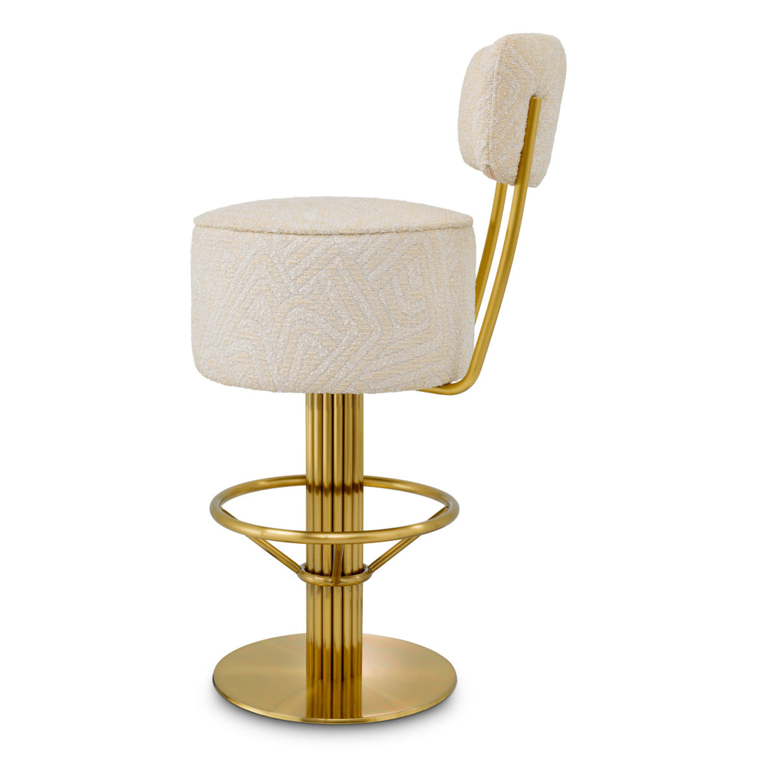 Bar Stool Carleton With Back Brushed Brass Finish Camari Cream New Collection - January 2026 Eichholtz