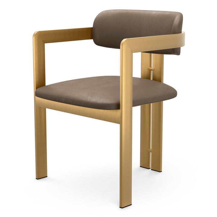 Dining Chair Donato Brushed Brass Finish Seymore Truffle Chairs Eichholtz