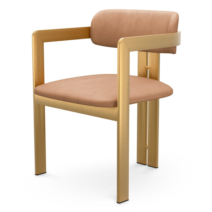 Dining Chair Donato Brushed Brass Finish Seymore Camel Chairs Eichholtz