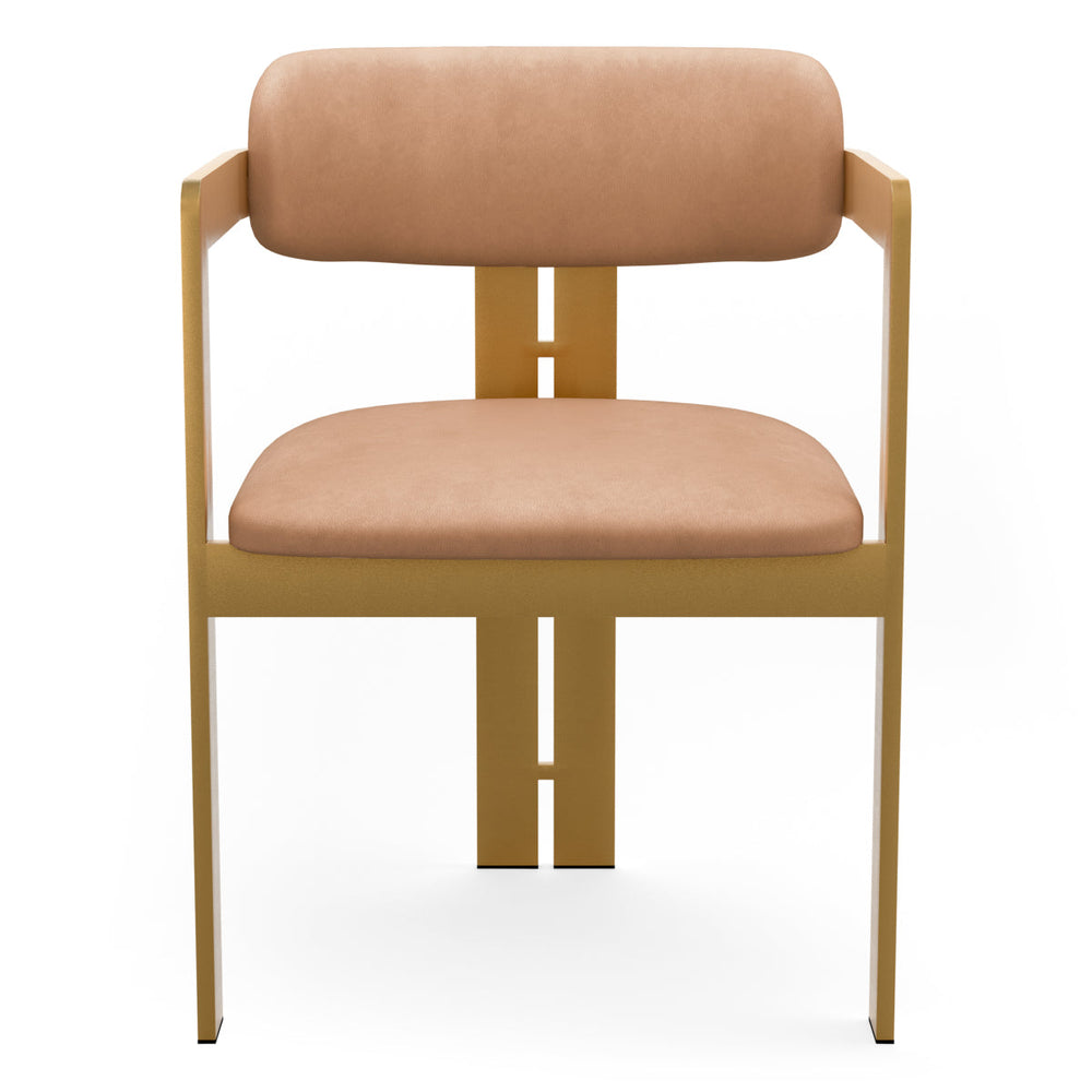 Dining Chair Donato Brushed Brass Finish Seymore Camel Chairs Eichholtz