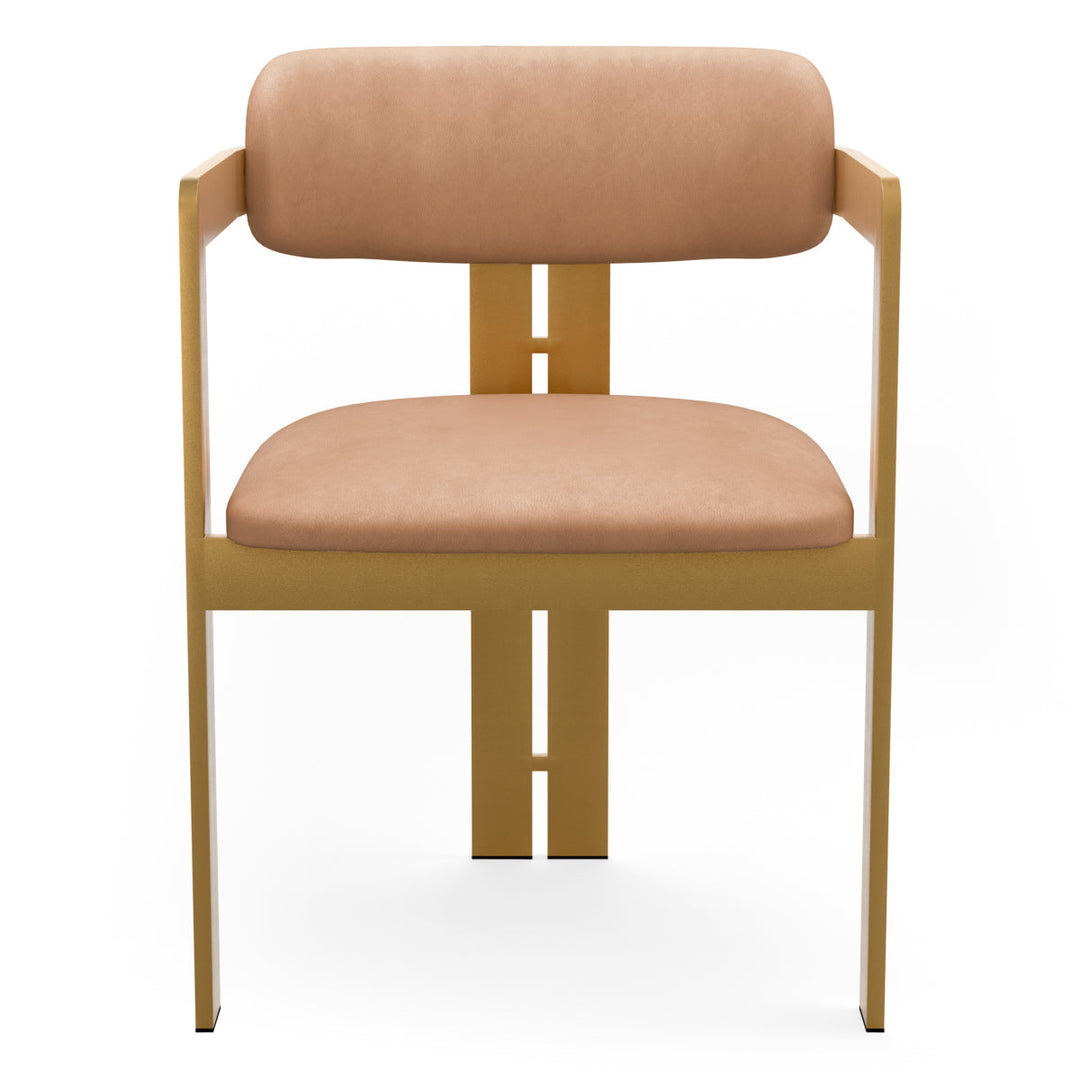 Dining Chair Donato Brushed Brass Finish Seymore Camel Chairs Eichholtz