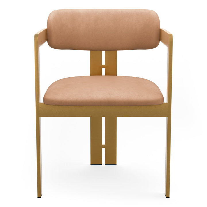 Dining Chair Donato Brushed Brass Finish Seymore Camel Chairs Eichholtz