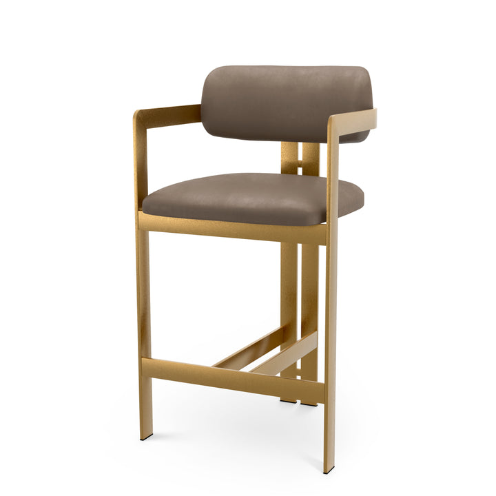 Counter Stool Donato Brushed Brass Finish Seymore Truffle Chairs Eichholtz