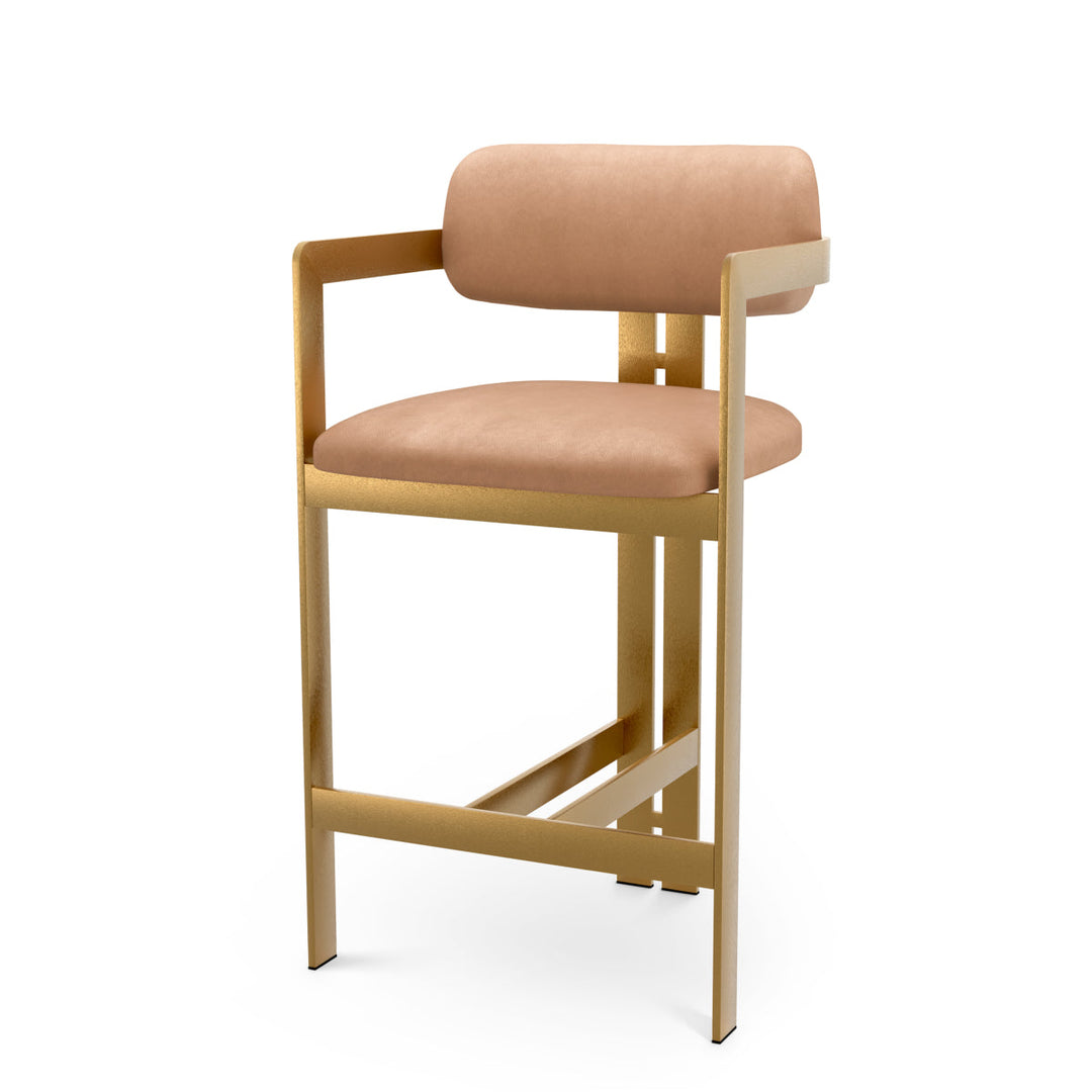 Counter Stool Donato Brushed Brass Finish Seymore Camel Chairs Eichholtz