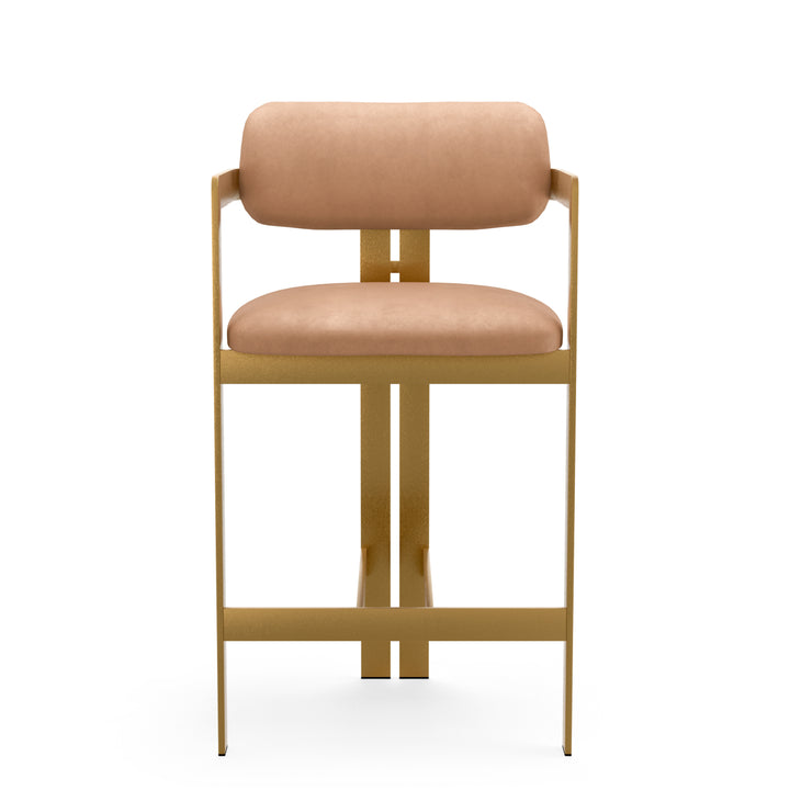 Counter Stool Donato Brushed Brass Finish Seymore Camel Chairs Eichholtz