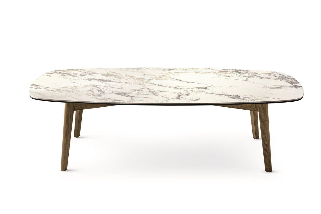 Abrey Elliptical coffee table Coffee Table Calligaris Ceramic - White Marble Ash - Smoke
