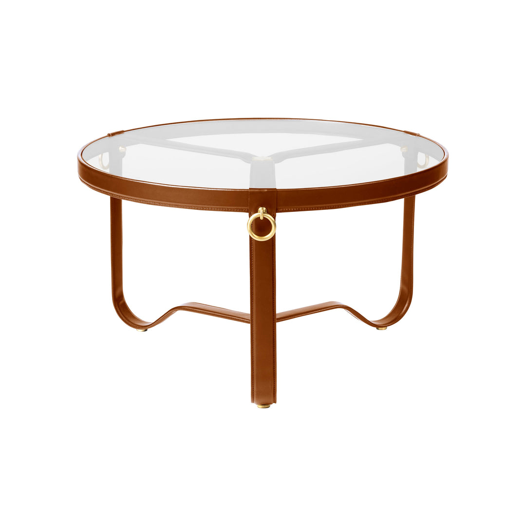Adnet Circular Coffee Table Tables Gubi Tan Leather Small: 28.7 in width