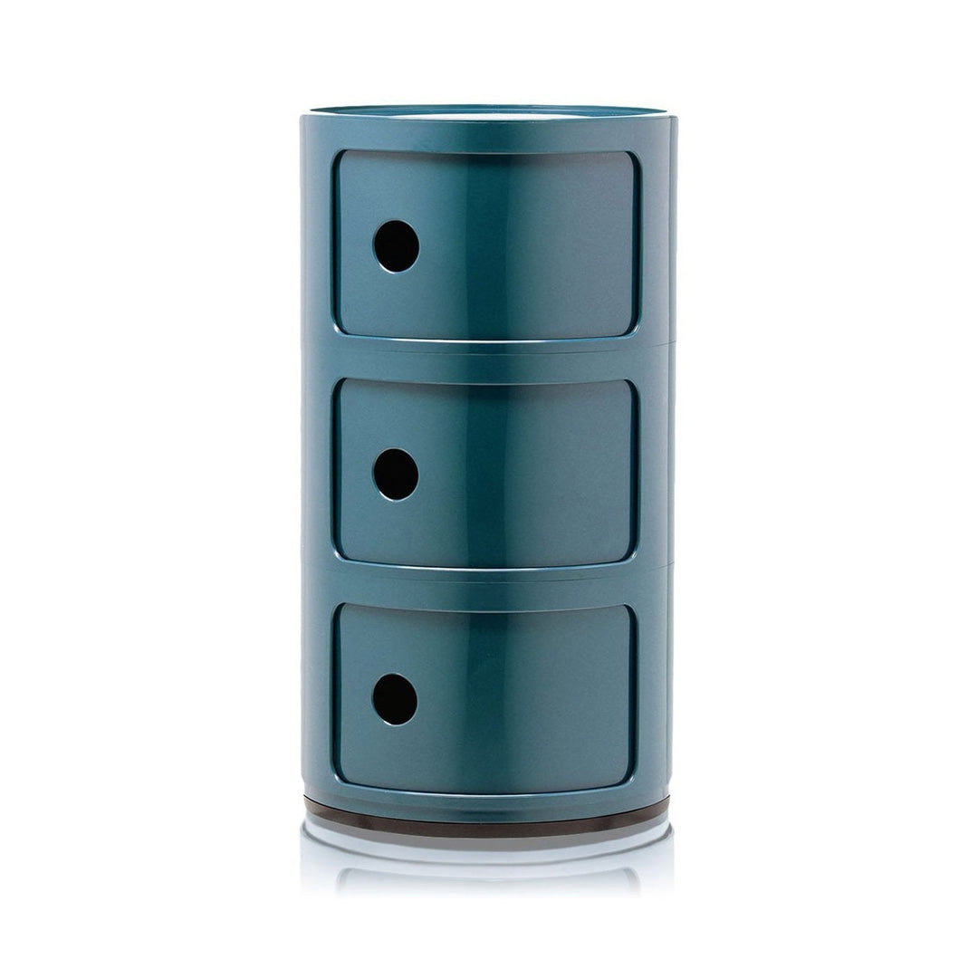 Componibili Round Storage Accent Tables Kartell Blue Glossy 3 Elements: 12.6 in Dia x 23 in H