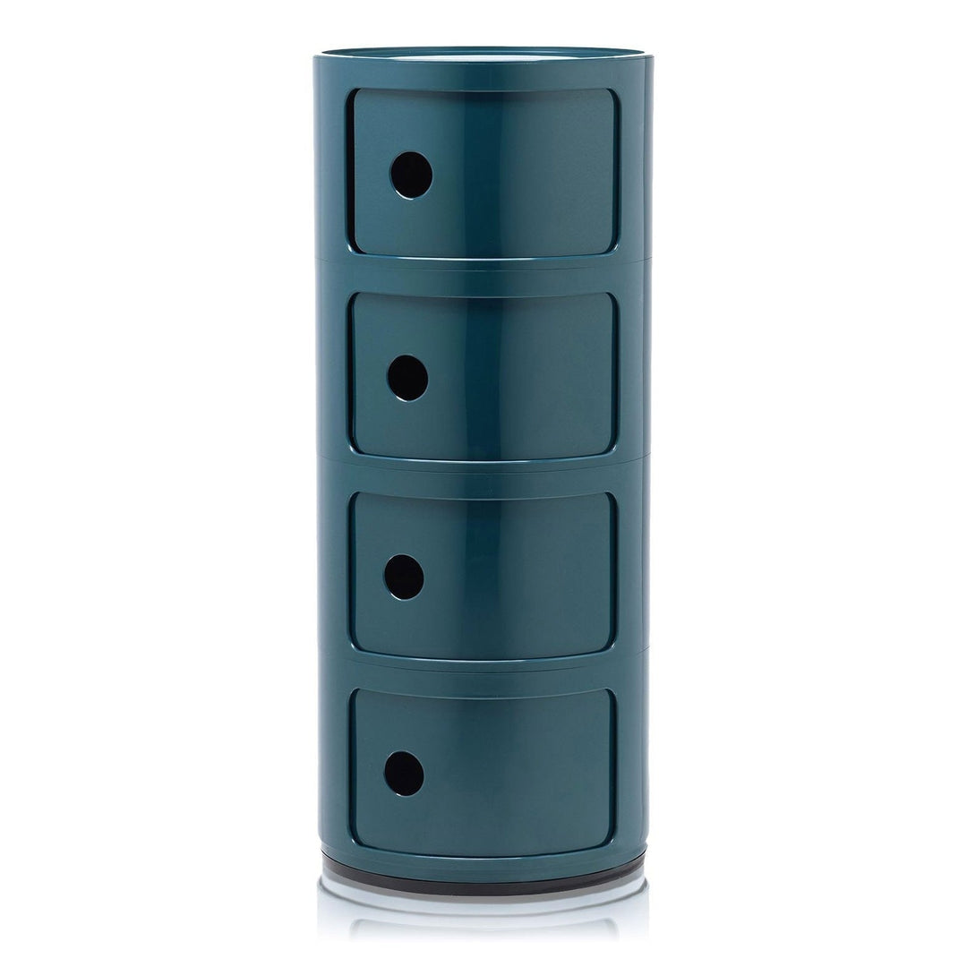 Componibili Round Storage Accent Tables Kartell Blue Glossy 4 Elements: 12.6 in Dia x 30.4 in H
