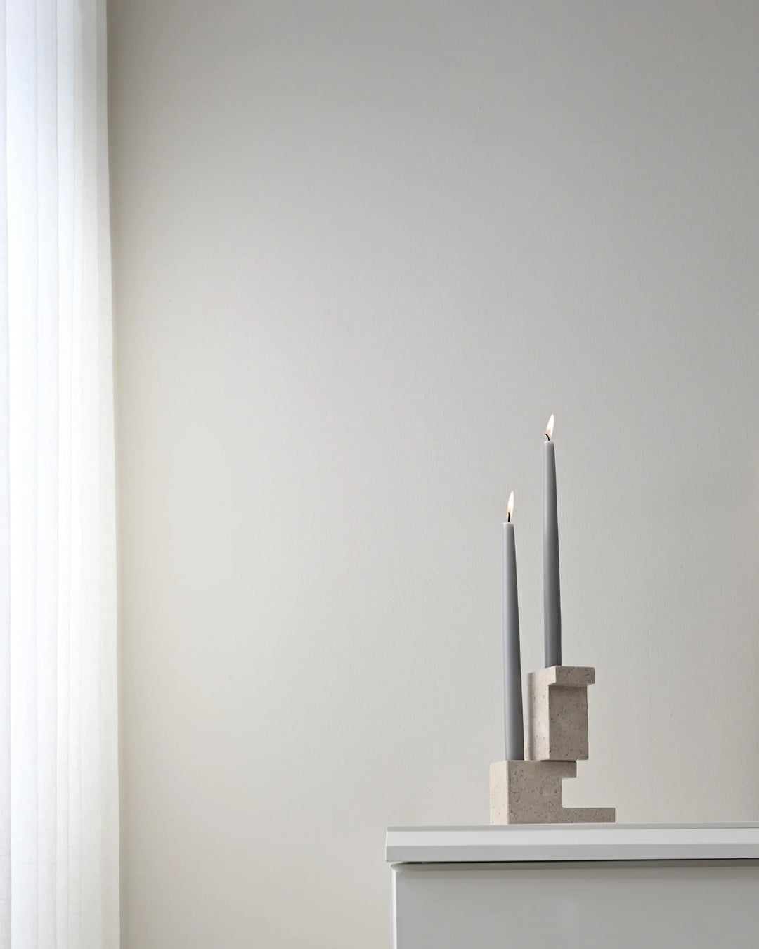 Brick Candle Holder, Low - Limestone Vases 101 Copenhagen   