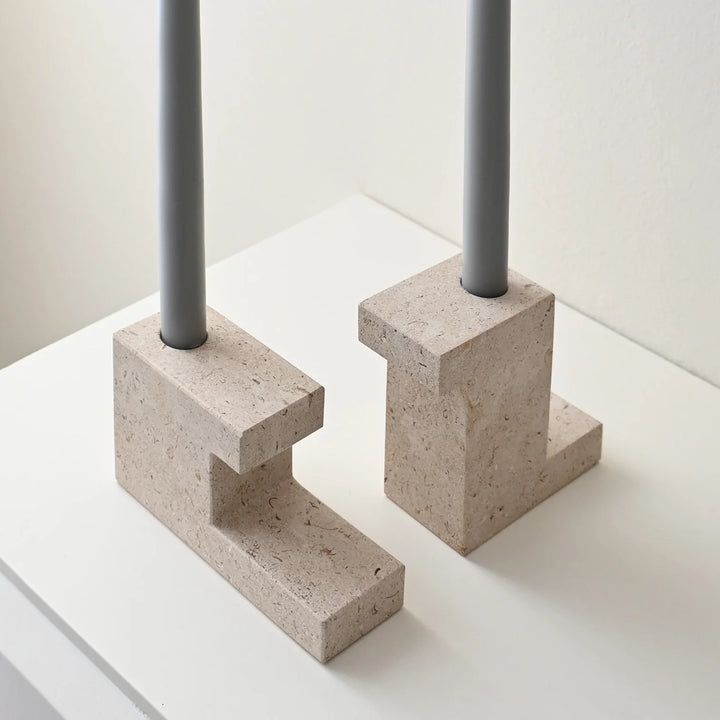 Brick Candle Holder, Tall - Limestone Vases 101 Copenhagen   