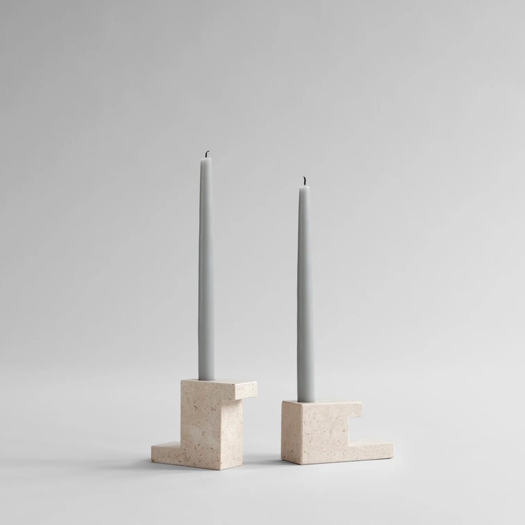 Brick Candle Holder, Low - Limestone Vases 101 Copenhagen   