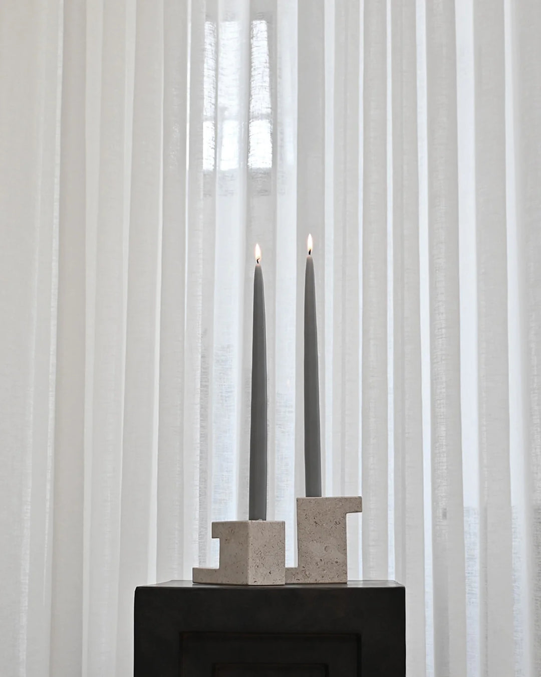 Brick Candle Holder, Low - Limestone Vases 101 Copenhagen   