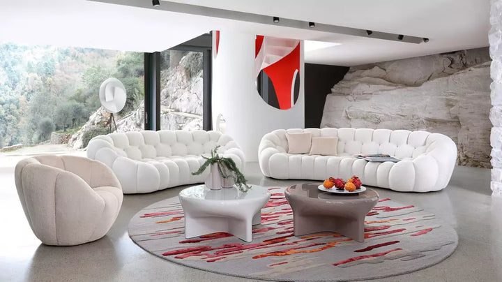 Bubble 2 Curved 3-4 Seat Sofa Orsetto Ivory Sofas Roche Bobois