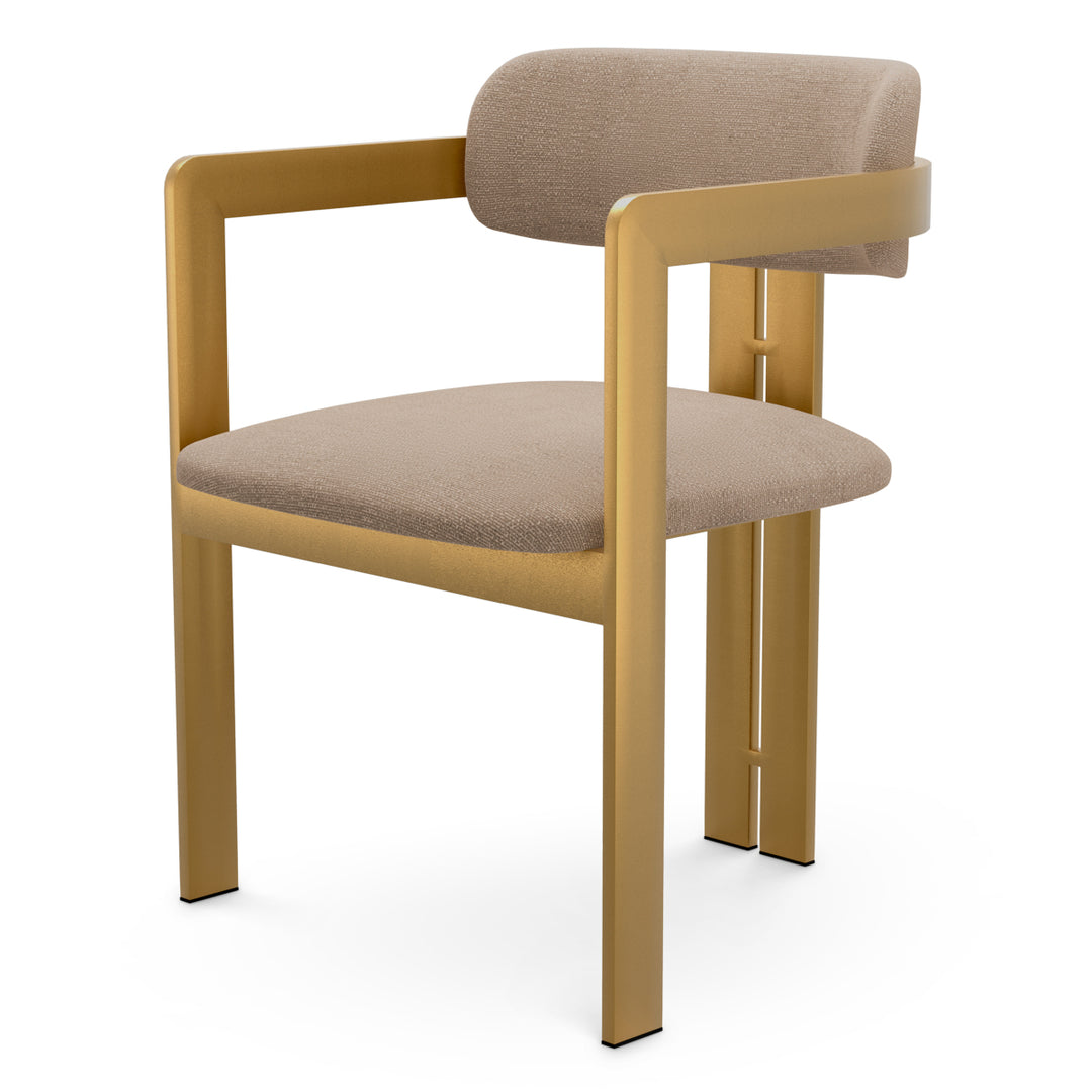 Dining Chair Donato Brushed Brass Finish Stratfort Warm Grey Eichholtz
