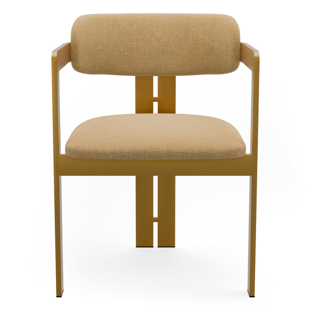 Dining Chair Donato Brushed Brass Finish Stratfort Honey Eichholtz