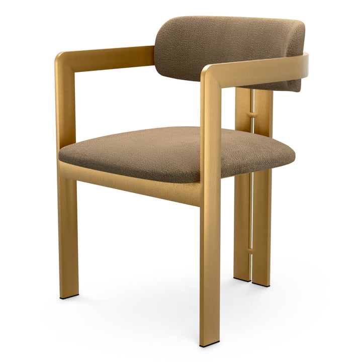 Dining Chair Donato Brushed Brass Finish Stratfort Brown Chairs Eichholtz